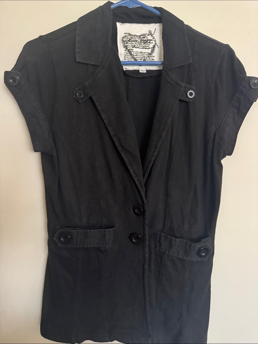 Black Short-Sleeve Tailored Jacket